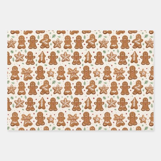 Gingerbrot-Cookie Geschenkpapier Set (Vorderseite 3)