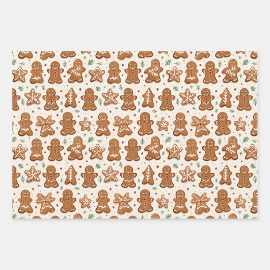 Gingerbrot-Cookie Geschenkpapier Set (Vorderseite)