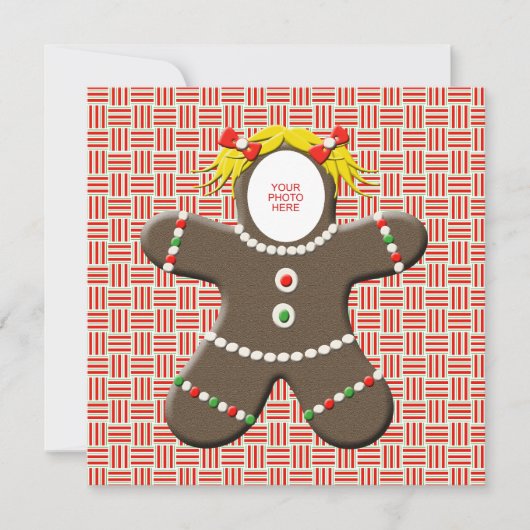 Gingerbrot Cookie Girl Happy Holidays Feiertagskarte (Vorderseite)