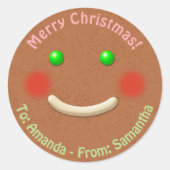 Gingerbrot Cookie Happy Face Runder Aufkleber (Vorderseite)