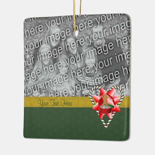 Gingerbrot Cookie Man Candy Cane Holiday Foto Keramikornament (Links)