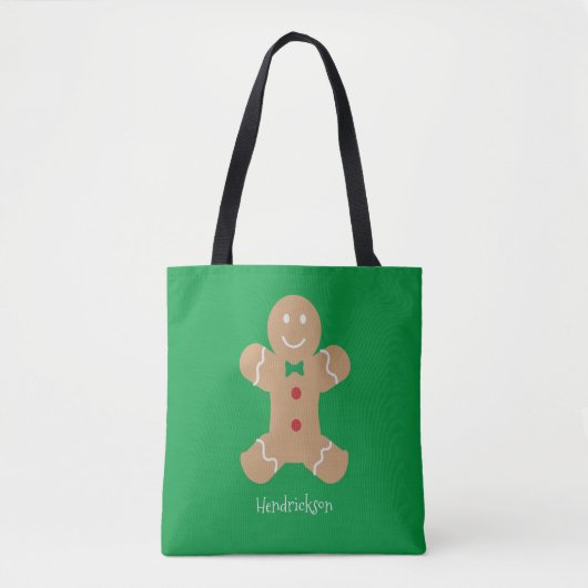 Gingerbrot Cookie Man mit Individuelle Name Tasche (Vorderseite)