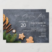 Gingerbrot Cookie & Orange Weihnachtsgebäck Party Einladung (Vorne/Hinten)