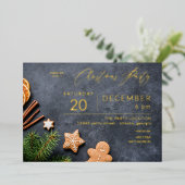 Gingerbrot Cookie & Orange Weihnachtsgebäck Party Folieneinladung (Stehend vorne)
