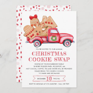 Gingerbrot Cookie Red Truck Cookie Swap Einladung