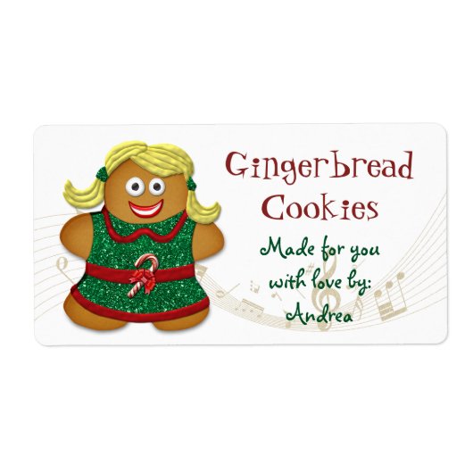 Gingerbrot Cookie Weihnachtsgeschenk Aufkleber (Vorne)
