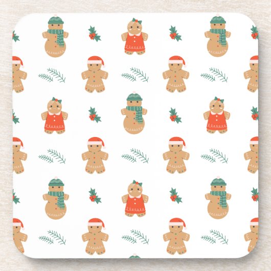 Gingerbrot Cookie Weihnachtsmuster Getränkeuntersetzer (Vorderseite)