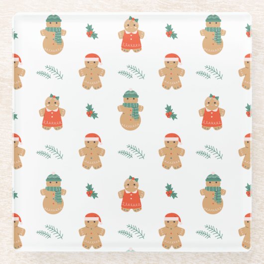 Gingerbrot Cookie Weihnachtsmuster Glasuntersetzer (Vorderseite)