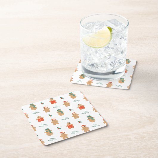 Gingerbrot Cookie Weihnachtsmuster Rechteckiger Pappuntersetzer (Vor Ort)