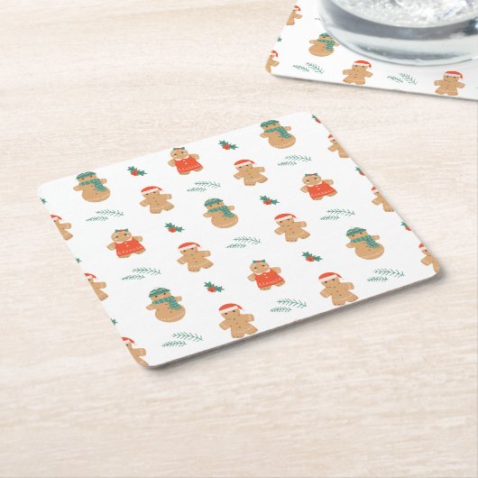 Gingerbrot Cookie Weihnachtsmuster Rechteckiger Pappuntersetzer (angewinkelt)