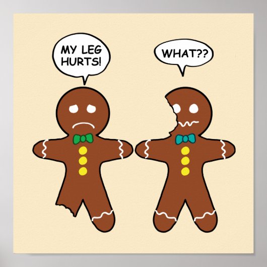 Gingerbrot Cookie Weihnachtsweihnachtsweih Beige S Poster (Vorne)