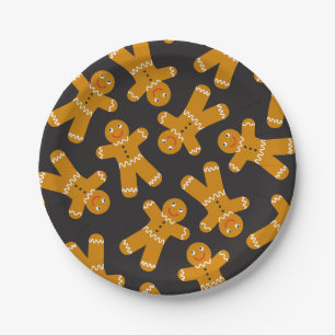 Gingerbrot Cookies auf schwarz Pappteller
