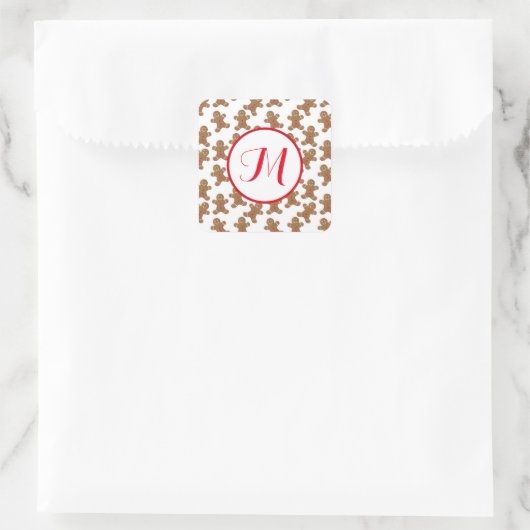 Gingerbrot Cookies Monogram Square Stickers (Tasche)