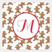 Gingerbrot Cookies Monogram Square Stickers (Vorderseite)