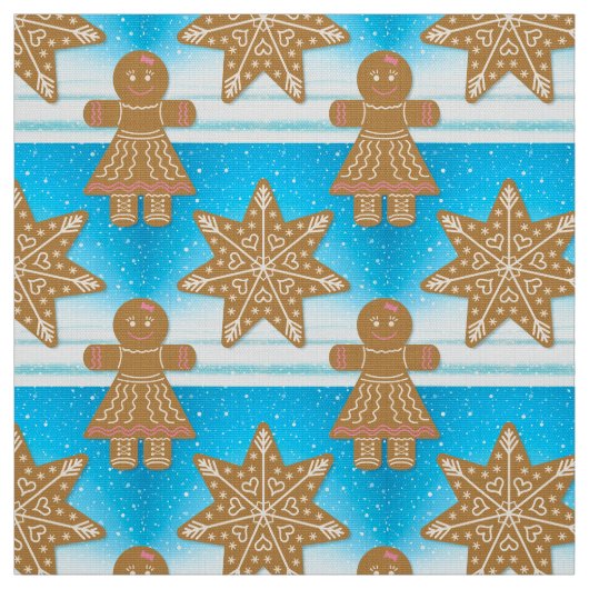 Gingerbrot Cookies Muster Whimsical Schneeflocken Stoff (Muster)