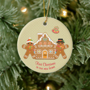 Gingerbrot Couple First Christmas in unserer neuen Keramik Ornament