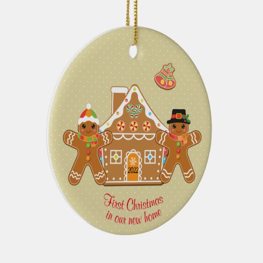 Gingerbrot Couple First Christmas in unserer neuen Keramik Ornament (Rechts)