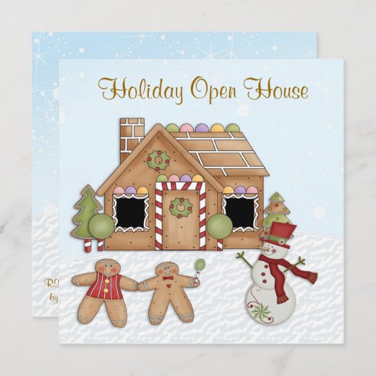 Gingerbrot Feiertag Einladung (Vorne/Hinten)