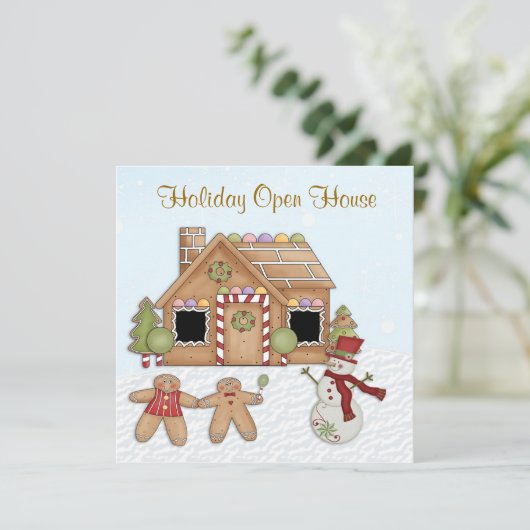 Gingerbrot Feiertag Einladung (Stehend Vorderseite)