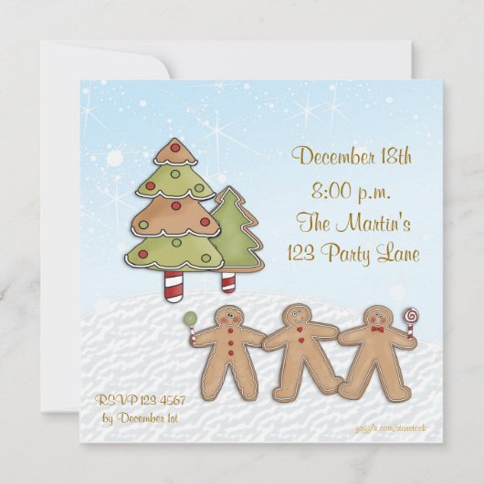 Gingerbrot Feiertag Einladung (Rückseite)