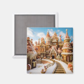 Gingerbrot Festliche Winterschneestadt Magnet (Vorderseite/Rückseite)