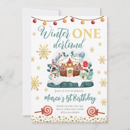 Gingerbrot Haus Geburtstagsparty Einladung (Vorderseite)