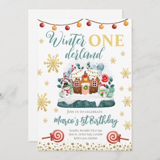 Gingerbrot Haus Geburtstagsparty Einladung (Vorne/Hinten)