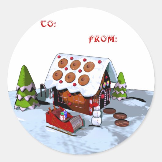 Gingerbrot-Haus Holiday Sticker Geschenketiketten (Vorderseite)
