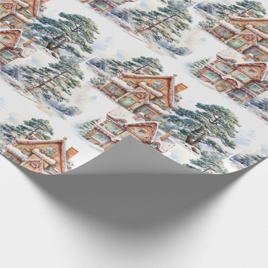 Gingerbrot Haus im Winter Pattern Wrapping Paper Geschenkpapier (Ecke)