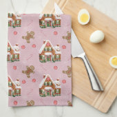 Gingerbrot Haus Rosa Weihnachtsküche Handtuch (Viertel Falte)