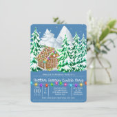 Gingerbrot-Haus-Wald Schnee helle Lichter Einladung (Stehend Vorderseite)