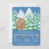 Gingerbrot-Haus-Wald Schnee helle Lichter Einladung (Vorderseite)