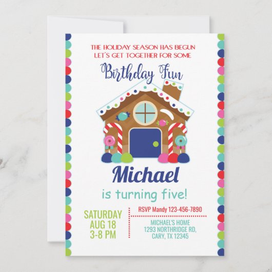 Gingerbrot Haus Weihnachtsjunge Einladung. Einladung (Vorderseite)