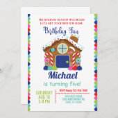 Gingerbrot Haus Weihnachtsjunge Einladung. Einladung (Vorne/Hinten)