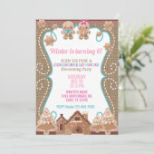 Gingerbrot Haus Weihnachtsmädchen Einladung. Invit Einladung (Stehend Vorderseite)