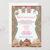 Gingerbrot Haus Weihnachtsmädchen Einladung. Invit Einladung (Vorne/Hinten)