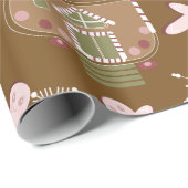 Gingerbrot Häusliche Cookies Rosa Schneeflocken Geschenkpapier (Rolleneckpunkt)