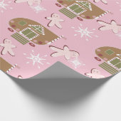 Gingerbrot Häusliche Cookies Rosa Schneeflocken Geschenkpapier (Ecke)