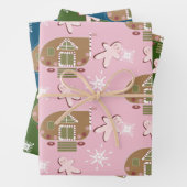 Gingerbrot Häusliche Cookies Rosa Schneeflocken Geschenkpapier Set (Beispiel)