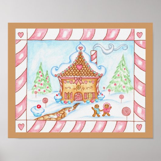 Gingerbrot Heart House Print Poster (Vorne)