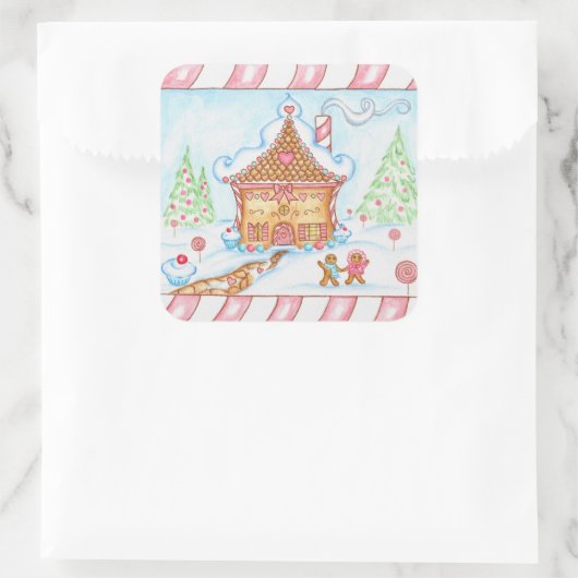 Gingerbrot Heart House Sticker (Tasche)