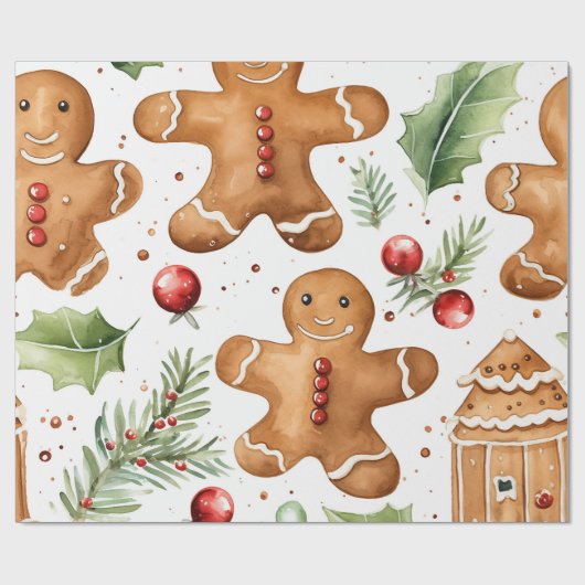 Gingerbrot Holiday Pattern Geschenkpapier (Flach)