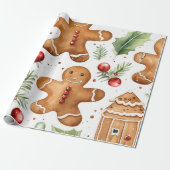 Gingerbrot Holiday Pattern Geschenkpapier (Ungerollt)