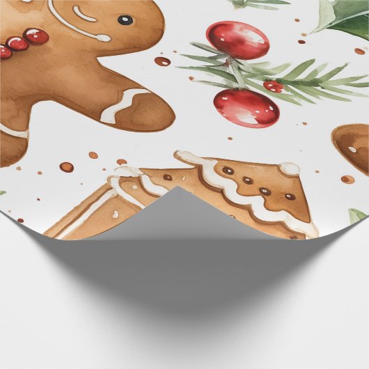Gingerbrot Holiday Pattern Geschenkpapier (Ecke)