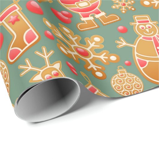 Gingerbrot Holiday Wrapping Paper Geschenkpapier (Rolleneckpunkt)