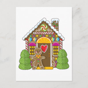 Gingerbrot House and Man Postkarte