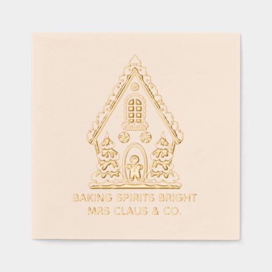 Gingerbrot House Backen Weihnachten im Unternehmen Servietten Mit Folie (Vorderseite)