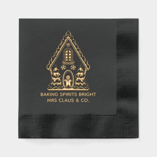 Gingerbrot House Backen Weihnachten im Unternehmen Servietten Mit Folie (Vorderseite)