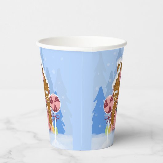 Gingerbrot House Blue Holiday Paper Cups Pappbecher (Rechts)