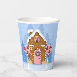 Gingerbrot House Blue Holiday Paper Cups Pappbecher